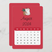 Augustus 2024 Stand Alone Kat en Plant Kalender Menu (Voorkant / Achterkant)