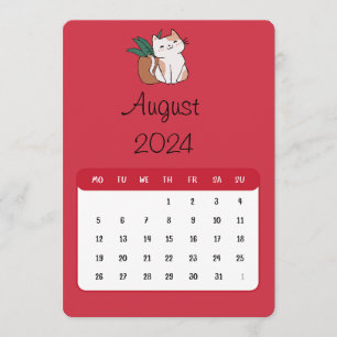 Augustus 2024 Stand Alone Kat en Plant Kalender Menu