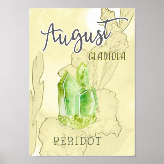 Augustus Birthday Flower and Birthstone Poster (Voorkant)