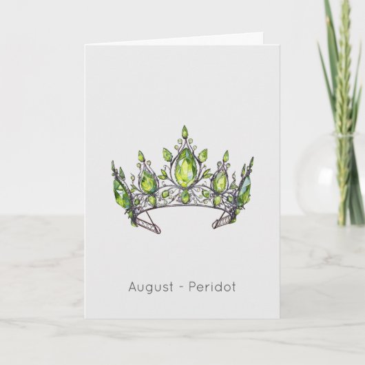Augustus Birthstone Peridot Crown Verjaardag Kaart (Voorkant)