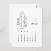 Augustus  Cactus 2024 Kalender Kaart (Voorkant / Achterkant)
