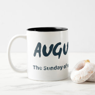 Augustus – De zondag van de zomer typografie citaa Tweekleurige Koffiemok