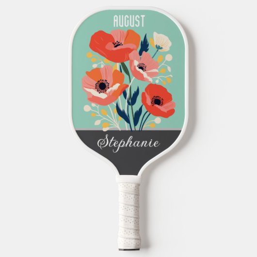 Augustus Geboorte Bloem Aangepaste Naam Pickleball Paddle (Voorkant)