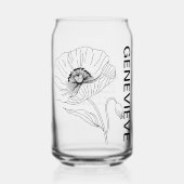 Augustus Geboorte Bloem Poppy met aangepaste naam Blikvorm Glas (Voorkant)