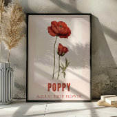 Augustus Geboorte Bloem Poppy Verjaardag Poster