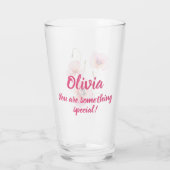 Augustus geboortebloem Roze klaprozen Waterverf Bl Glas (Achterkant)