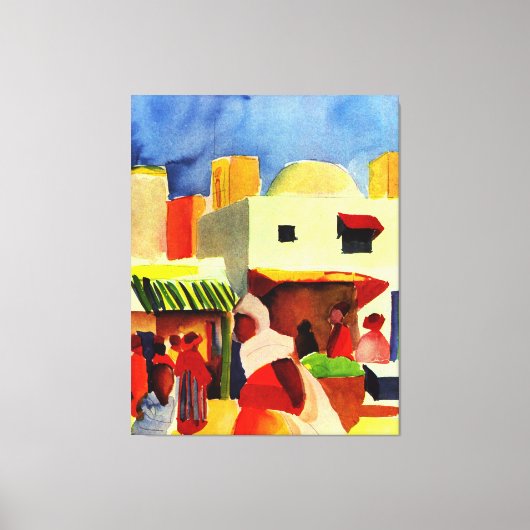 Augustus Macke artwork, Markt in Algiers Canvas Afdruk (Voorkant)