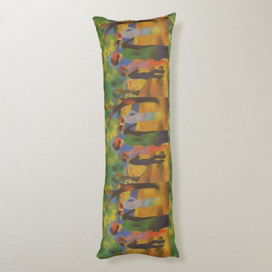 augustus Macke Lady in een groen jasje Lichaamskussen (Achterkant (Verticaal))