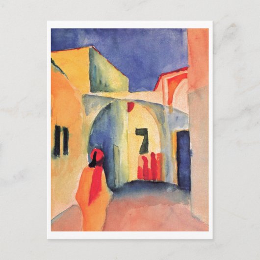 Augustus Macke - Uitzicht in een waterverf van Lan Briefkaart (Voorkant)