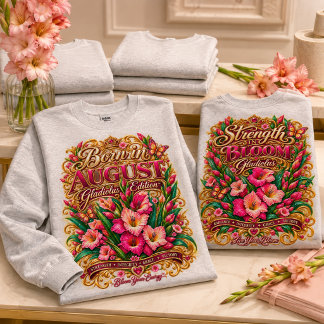 AUGUSTUS VERJAARDAG • GLADIOLUS VERJAARDAGSBLOEM T-SHIRT