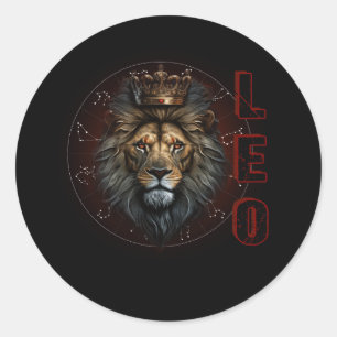 Augustus Verjaardag Leo Leeuw Pride Grafische Zodi Ronde Sticker
