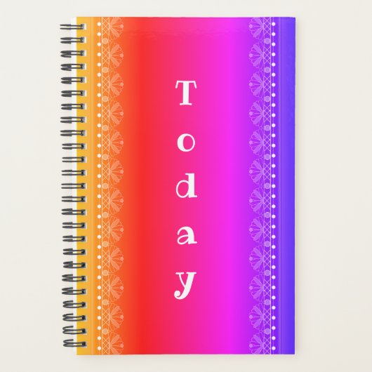 Aujourd'hui Rainbow Lace Motif Boho Planner (Devant)