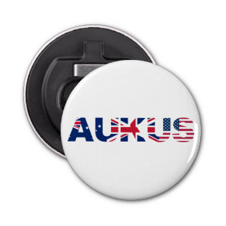 AUKUS AU UK US Security Pact Alliance Flags Button Flesopener