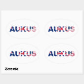 AUKUS AU UK US Security Pact Alliance Flags Ovale Sticker (Vel)