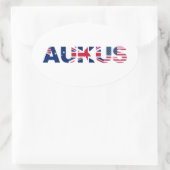 AUKUS AU UK US Security Pact Alliance Flags Ovale Sticker (Tas)