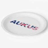 AUKUS AU UK US Security Pact Alliance Flags Papieren Bordje (Gekanteld)