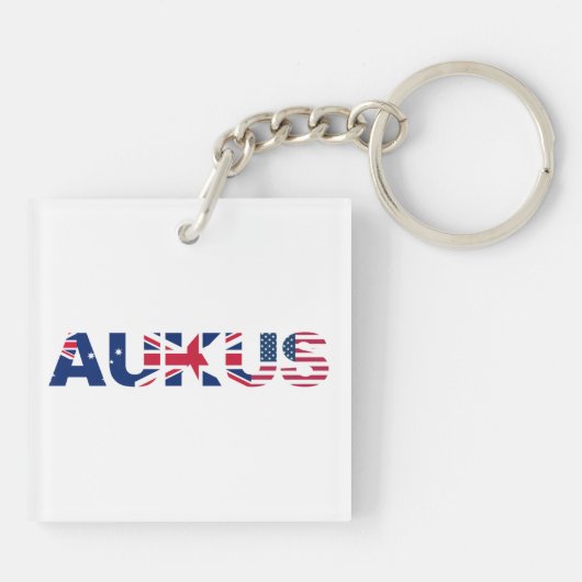 AUKUS AU UK US Security Pact Alliance Flags Sleutelhanger (Achterkant)