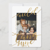 Auld Lang Syne | Carte photo à calligraphie dorée (Devant)