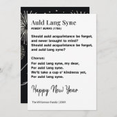Auld Lang Syne Lyrics New Year Personalized Feestdagenkaart (Voorkant / Achterkant)