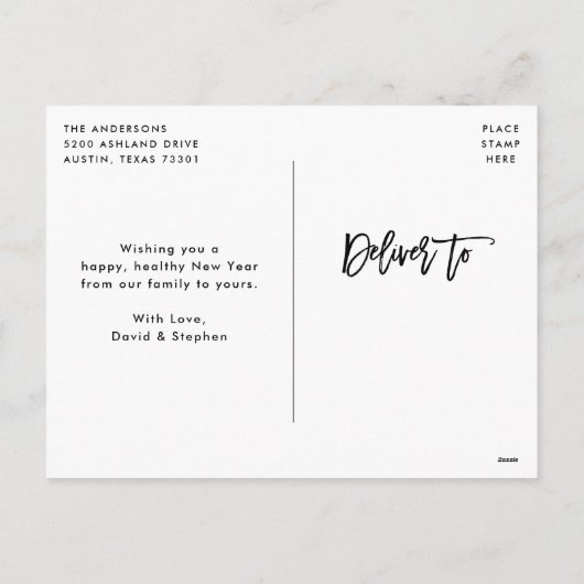 Auld Lang Syne Script | Nieuwjaarsfotokaart Feestdagenkaart (Achterkant)