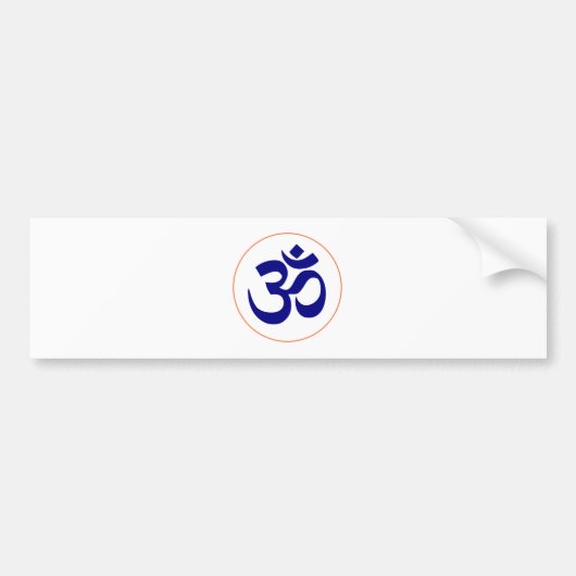 Aum- of Om-symbool (blauw met koraalring) Bumpersticker (Voorkant)