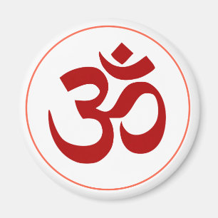 Aum- of Om-symbool (donkerrode kleur) Magneet