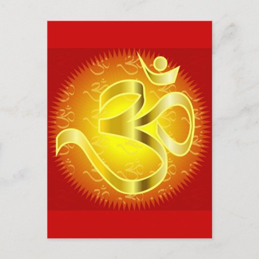 Aum- of Om-symbool in geel- en rietvorm Briefkaart (Voorkant)