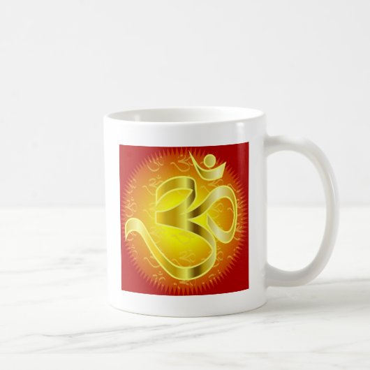 Aum- of Om-symbool in geel- en rietvorm Koffiemok (Rechts)