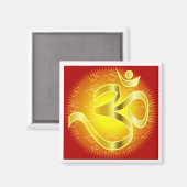 Aum- of Om-symbool in geel- en rietvorm Magneet (Voorkant / Achterkant)