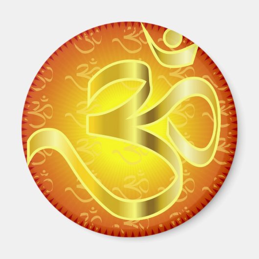 Aum- of Om-symbool in geel- en rietvorm Magneet (Voorkant)