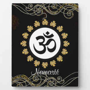 Aum Symbool Mantra Meditation Black en Gold Fotoplaat
