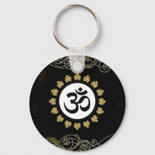 Aum Symbool Mantra Meditation Black en Gold Sleutelhanger