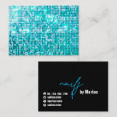 ĀUnique Chic Glitter Turquoise Visitekaartje (Voorkant / Achterkant)