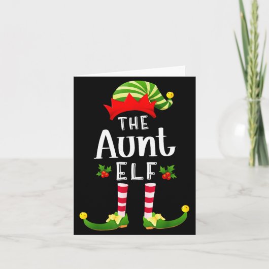 Aunt Christmas Elf Matching Pajama X-mas Party Kaart (Voorkant)