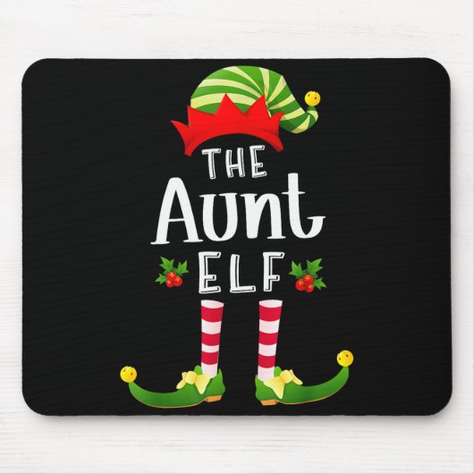 Aunt Christmas Elf Matching Pajama X-mas Party Muismat (Voorkant)