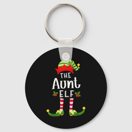 Aunt Christmas Elf Matching Pajama X-mas Party Sleutelhanger (Voorkant)