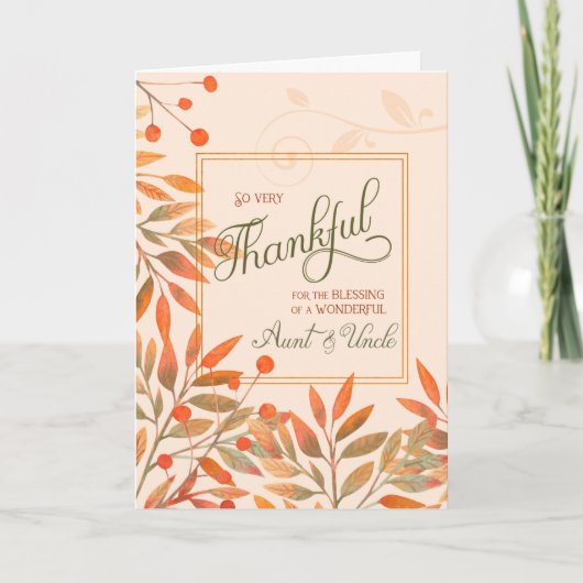 Aunt en Uncles Autumn Harvest Leaves Thanksgiving Feestdagen Kaart (Voorkant)