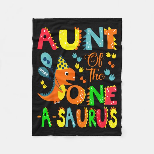 Aunt Of The One-a-saurus 1st Birthday Boy Dinosaur Fleece Deken (Voorkant)