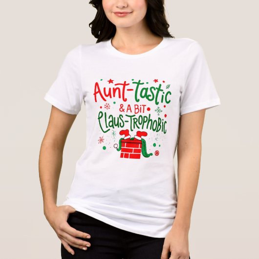 Aunt-tastic & a Bit Claus-trophobic – Funny Pun Ch Tri-Blend Shirt (Voorkant)