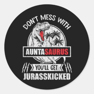 AuntaSaurus Grappige Dinosaur Aunta Familie Cadeau Ronde Sticker