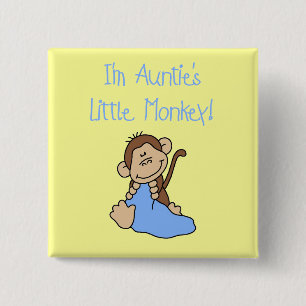 Auntie apen - Blauwe T-shirts en cadeautjes Vierkante Button 5,1 Cm