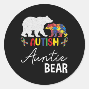Auntie Beer Autisme Aunt Women Gift Ronde Sticker