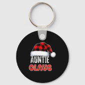 Auntie Claus Buffalo Plaid Red Santa Hat Christmas Sleutelhanger (Voorkant)
