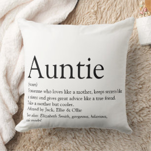 Auntie Definition Gezegde zwart-wit groot Kussen