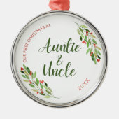 Auntie en eerste Kerstmis met oom Metalen Ornament (Voorkant)