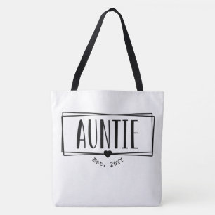 Auntie Est. Aangepaste tante nieuwe tante cadeautj Draagtas