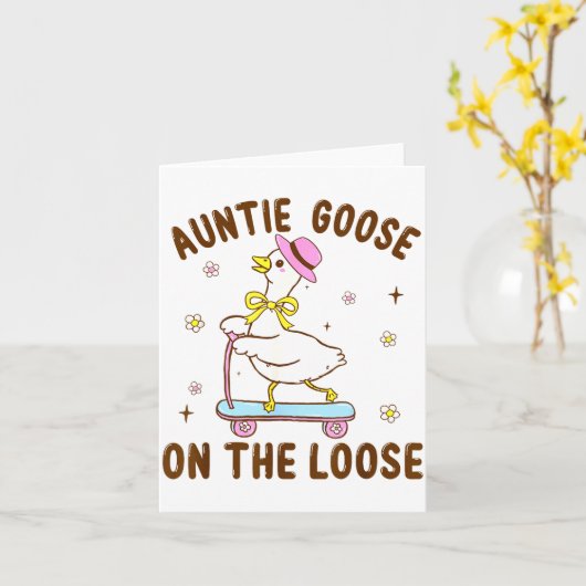 Auntie Goose On The Loose Funny Birthday Matching  Kaart (Gele Bloem)