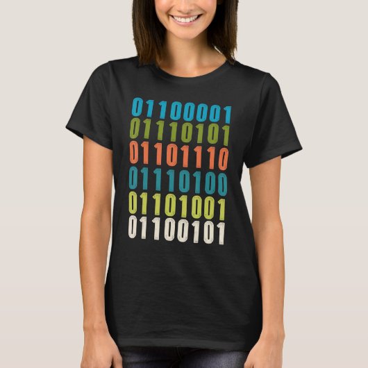 Auntie In Binary Code  Aunt Coder Programmers Tech T-shirt (Voorkant)