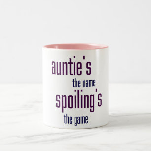 Auntie is de naam, bederven is het spel tweekleurige koffiemok