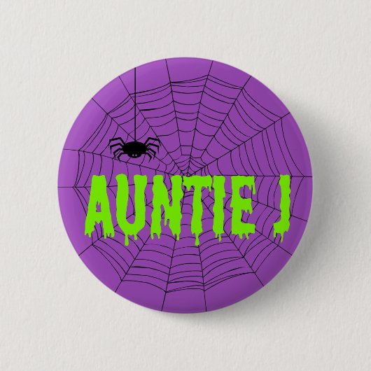Auntie J Green Driving Font Spider Web Button (Voorkant)